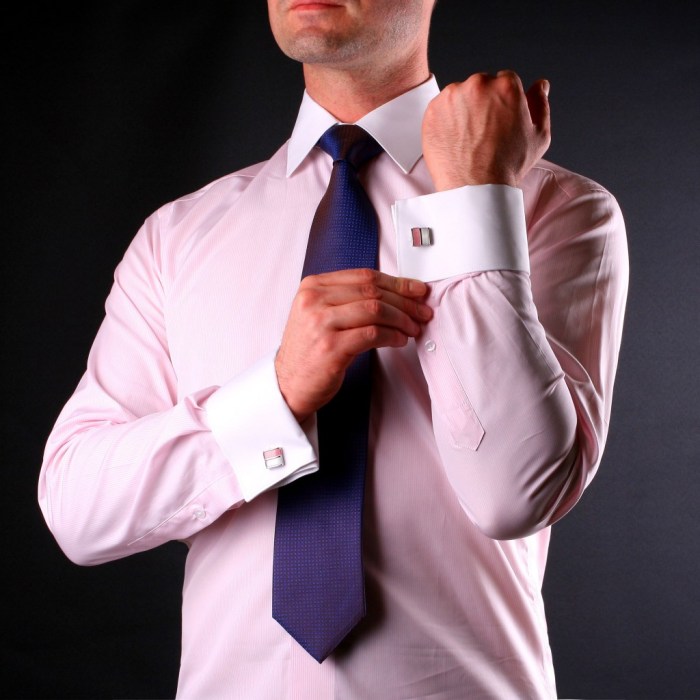 Men's ivory dress shirt with french cuffs