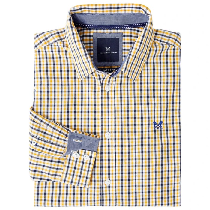 Men's yellow gingham dress shirt