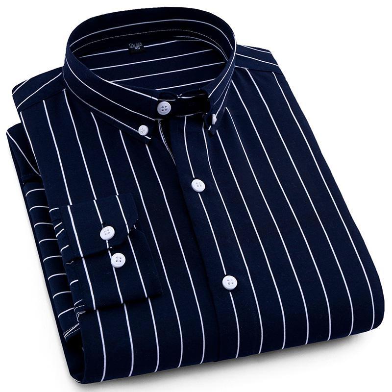 Blue striped mens dress shirt